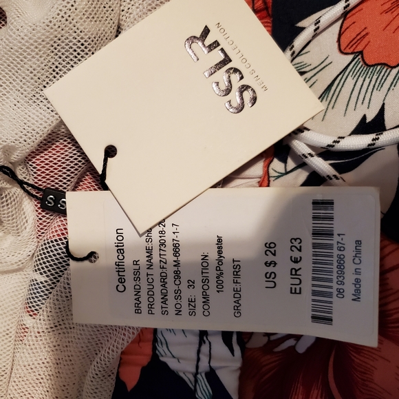 SSLR Men's Collection Swim Trunks, Navy/Red - Picture 3 of 3